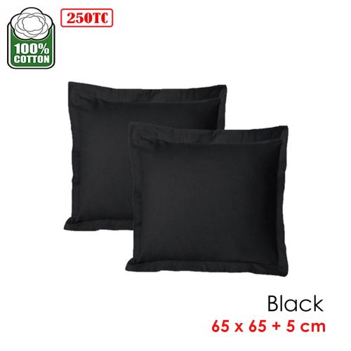 250TC Pair of Cotton Tailored European Pillowcase 65 x 65 +5 cm