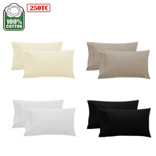 250TC Pair of Cotton Cuffed Standard Pillowcase 48 x 73 cm