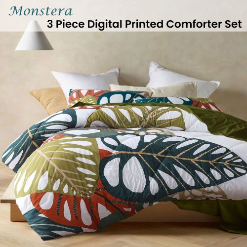 3 Piece Monstera Digital Printed Comforter Set by Accessorize