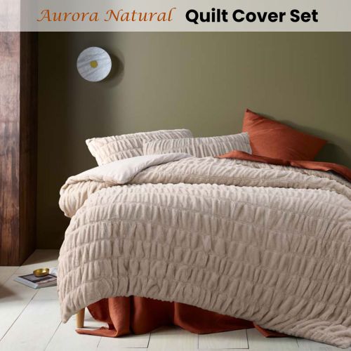 Aurora Natural Quilt Cover Set by Accessorize