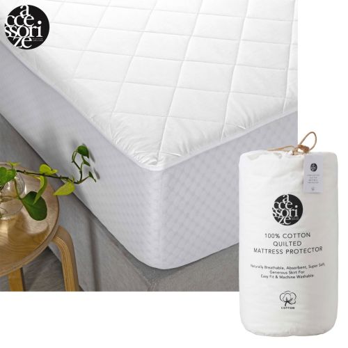 Fully Fitted Cotton Quilted Mattress Protector by Accessorize