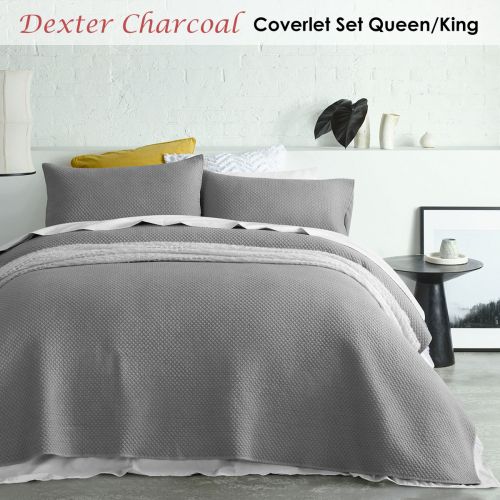 Dexter Charcoal Coverlet Set Queen/King by Accessorize