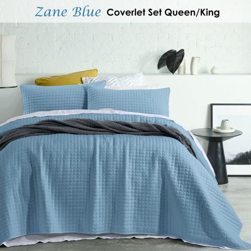 Zane Blue Coverlet Set Queen/King by Accessorize