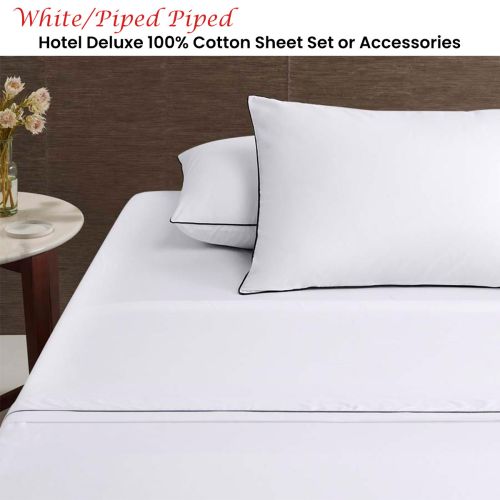 White/Black Piped Hotel Deluxe Cotton Sheet Set by Accessorize