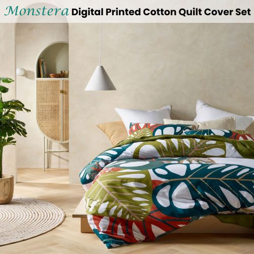 Monstera Digital Printed Cotton Quilt Cover Set by Accessorize