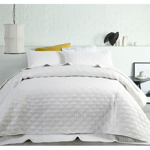 OPACO Embossed Quilted Coverlet Set Queen/King White by Accessorize