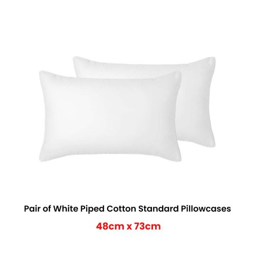 Pair of White Piped Hotel Deluxe Cotton Standard Pillowcases by Accessorize