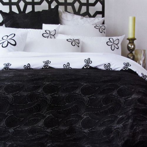 Hypnotic Black Embroidered Quilt Cover Set Queen by Accessorize