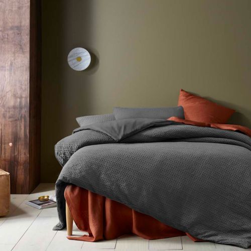 Soho Waffle Dark Grey Quilt Cover Set by Accessorize