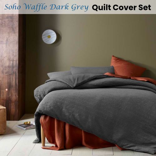 Soho Waffle Dark Grey Quilt Cover Set by Accessorize