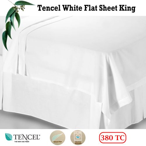 380TC Tencel White Flat Sheet King by Accessorize