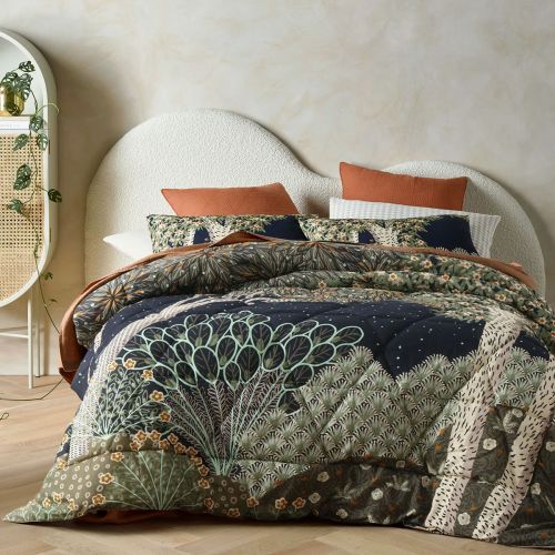 The Forest Linen Cotton Digital Printed 3 Piece Comforter Set by Accessorize