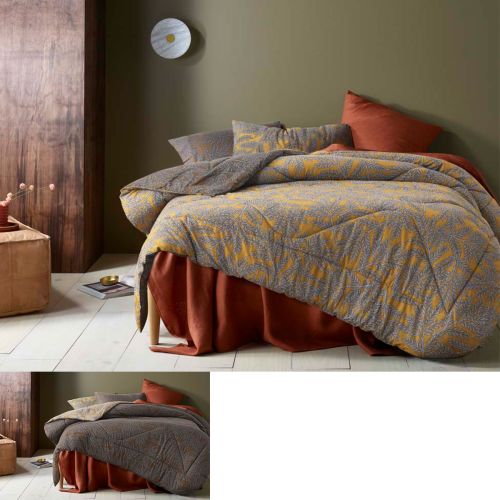 Clove Washed Cotton Printed Reversible Comforter Set by Accessorize