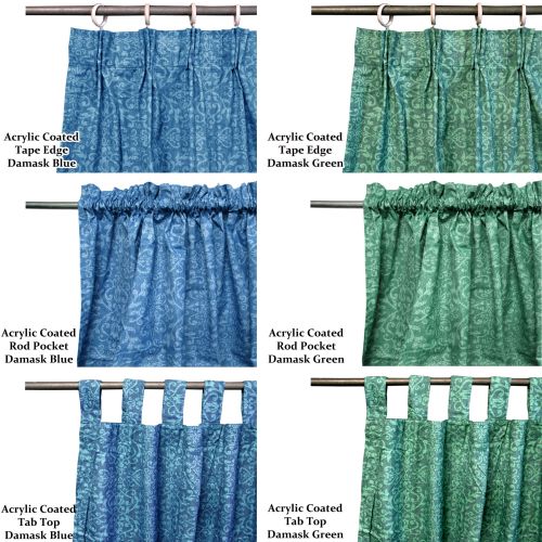 One Pair of Acrylic Coated Damask Curtains Choose Your Color & Type