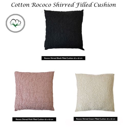 Cotton Rococo Shirred Square Filled Cushion 43 x 43 cm by Accessorize