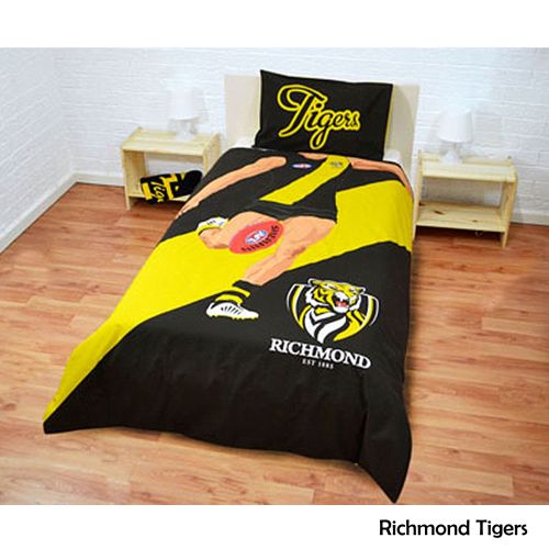 AFL Footy Football. Richmond Tigers Team Colours DOUBLE Bed Quilt Cover Set 