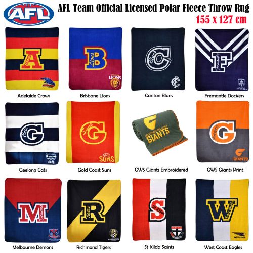 AFL Team Official Licensed Polar Fleece Throw by AFL