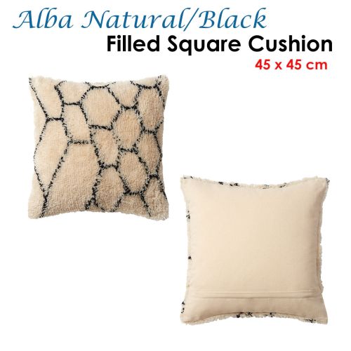 Alba Natural Black Filled Square Cushion by Accessorize