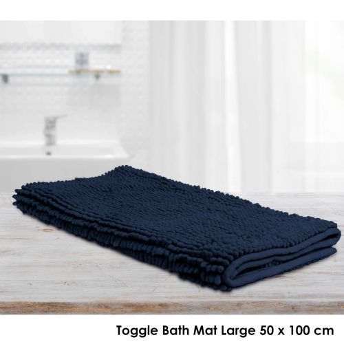 1600GSM Toggle Microfiber Bath Mat with Non-Slip Back Navy