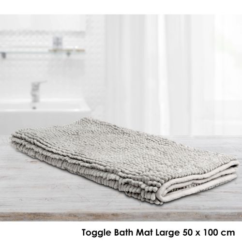 1600GSM Toggle Microfiber Bath Mat with Non-Slip Back Silver