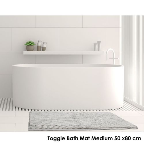 1600GSM Toggle Microfiber Bath Mat with Non-Slip Back Silver