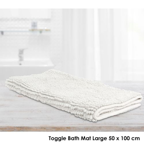 1600GSM Toggle Microfiber Bath Mat with Non-Slip Back White