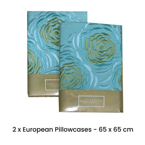Pair of Amarante Teal European Pillowcases by Canterbury