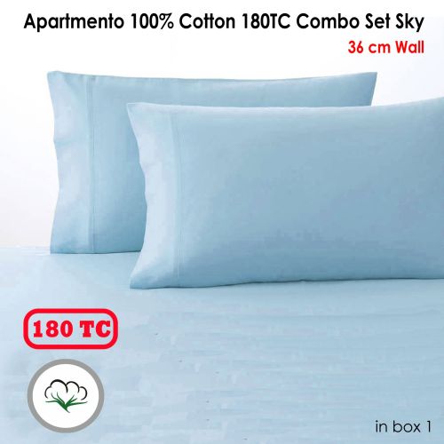 100% Cotton 180TC Combo Set Queen Sky 36cm Wall by Apartmento