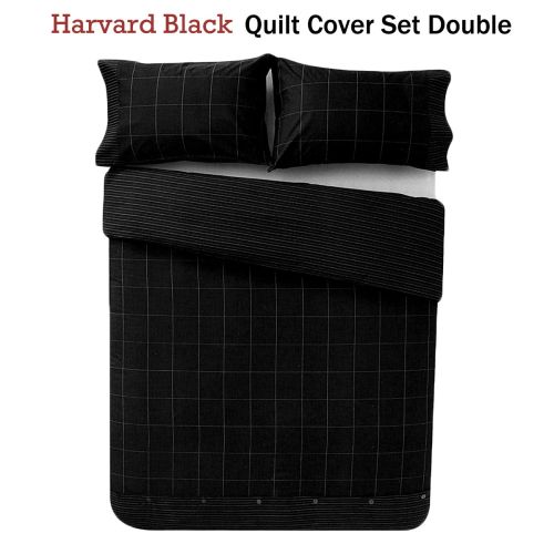 Havard Black Quilt Cover Set Double by Apartmento