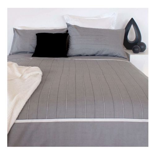 Jasper Silver Polyester Cotton Quilt Cover Set King by Apartmento