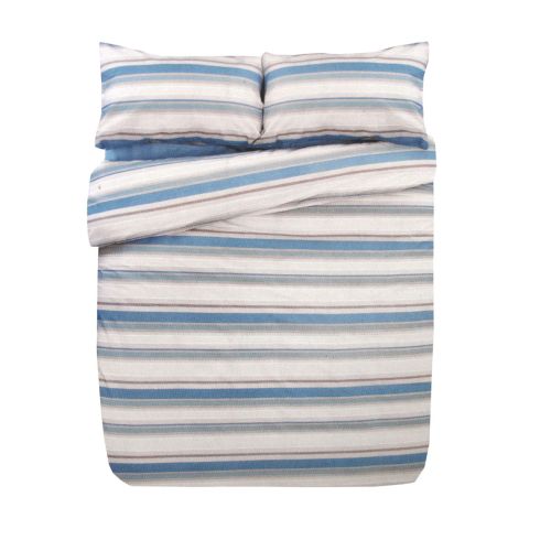 Oxford Blue Striped Quilt Cover Set King by Apartmento