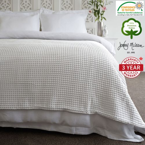 Ardent Premium Super Soft Cotton Waffle Blanket White by Jenny Mclean