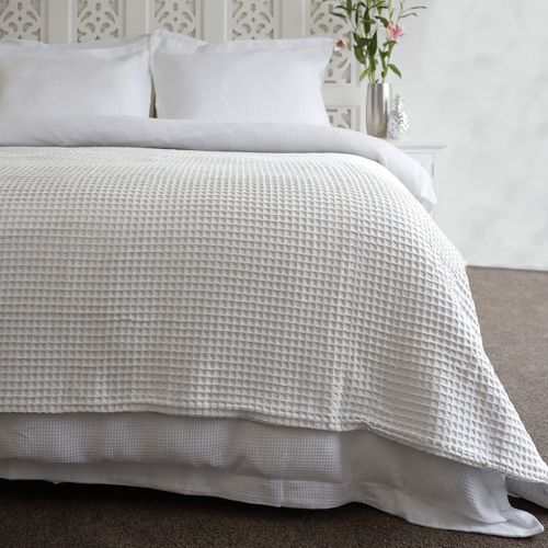 Ardent Premium Super Soft Cotton Waffle Blanket White by Jenny Mclean