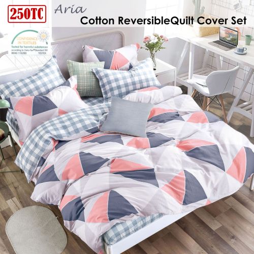 Aria Cotton Sateen Reversible & Printed Quilt Cover Set by Ardor