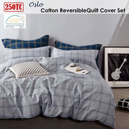 Oslo Cotton Sateen Reversible & Printed Quilt Cover Set by Ardor