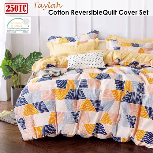 Taylah Cotton Sateen Reversible & Printed Quilt Cover Set by Ardor