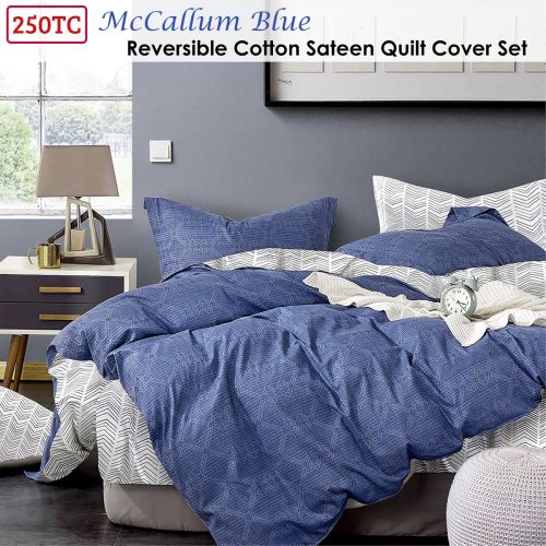 250TC McCallum Cotton Sateen Reversible Printed Quilt Cover Set by Ardor