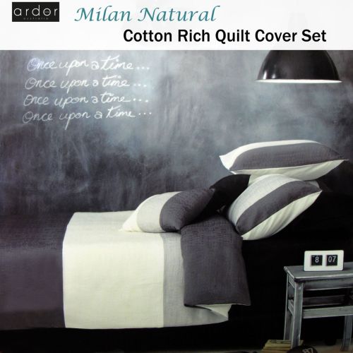 Milan Natural Cotton Rich Jacquard Quilt Cover Set Queen by Ardor