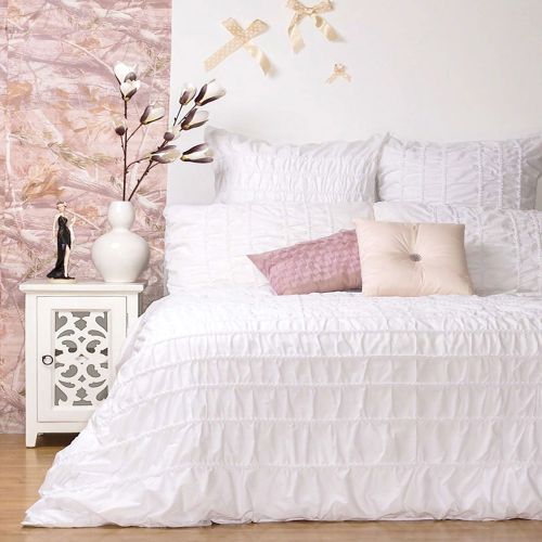 Cotton Rich Tuscany White Ruched Quilt Cover Set by Ardor