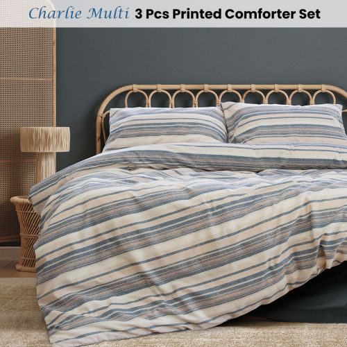Charlie Multi 3 Pcs Printed Comforter Set by Ardor