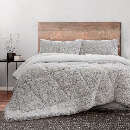 Melange Ash 3 Pcs Sherpa Ultra Soft Comforter Set Queen/King by Ardor