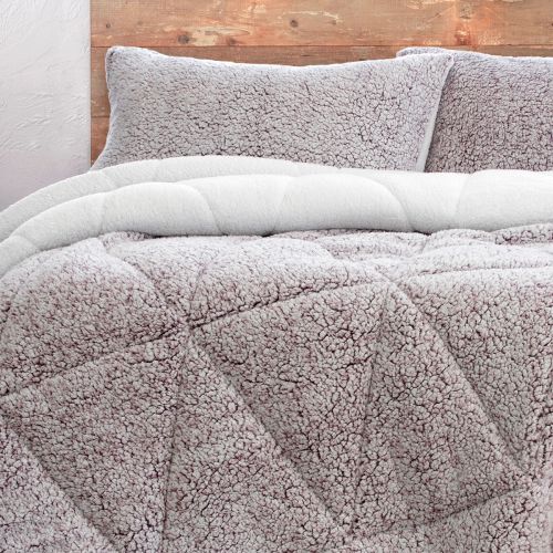 Melange Plum 3 Pcs Sherpa Ultra Soft Comforter Set Queen/King by Ardor
