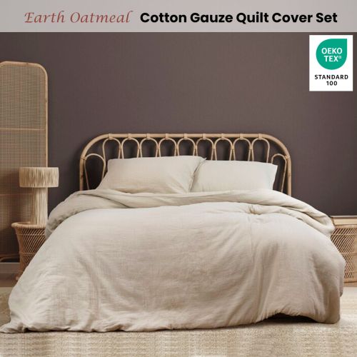 Earth Oatmeal Cotton Gauze Quilt Cover Set by Ardor