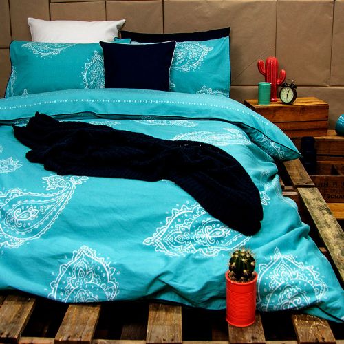 Paize Turquoise Reversible Quilt Cover Set by Ardor