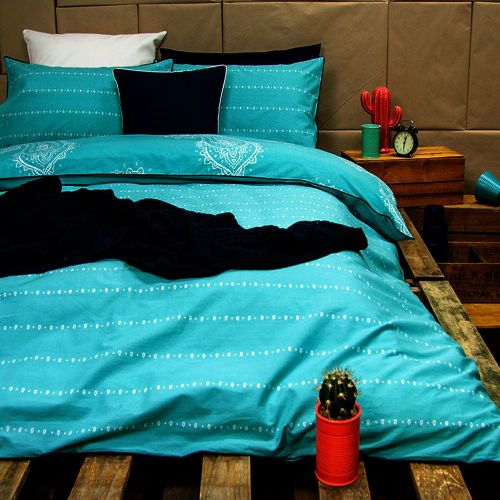 Paize Turquoise Reversible Quilt Cover Set by Ardor