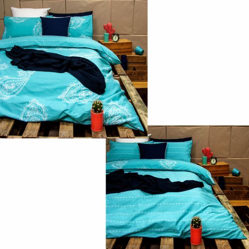 Paize Turquoise Reversible Quilt Cover Set by Ardor