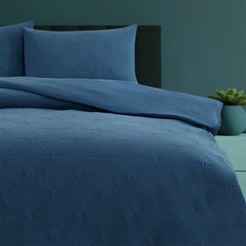 Maxwell Navy Embossed Vintage Washed Quilt Cover Set by Ardor