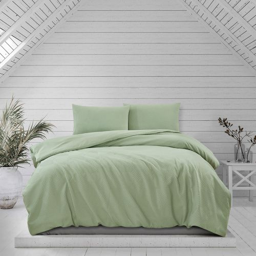 Preston Pale Green Embossed Quilt Cover Set by Ardor
