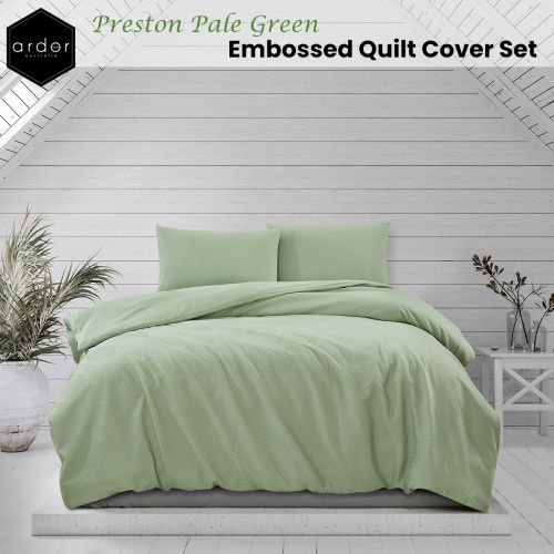 Preston Pale Green Embossed Quilt Cover Set by Ardor