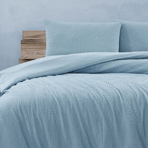 South Coast Pale Blue Embossed Quilt Cover Set by Ardor